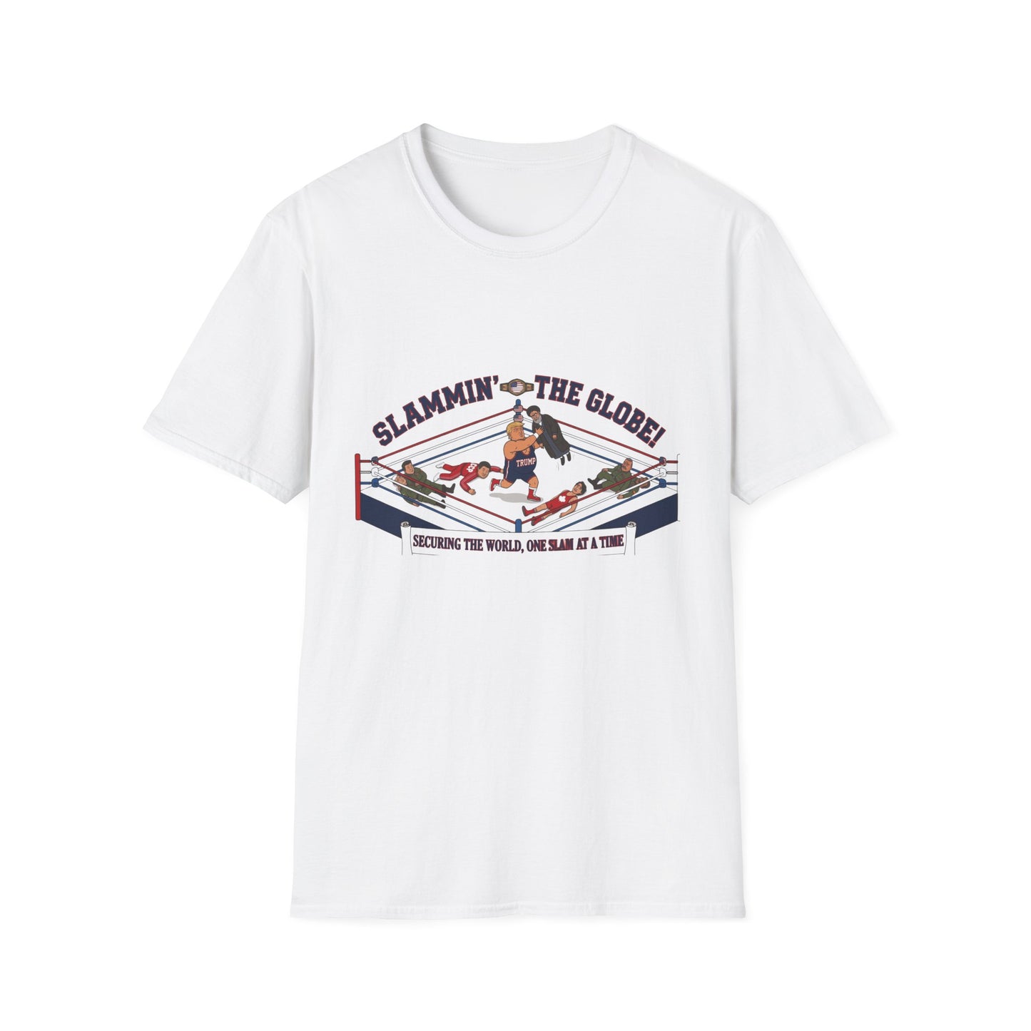 Slammin’ the Globe Wrestling Ring T-Shirt – 'Slammin’ the World, One Slam at a Time' Graphic Tee